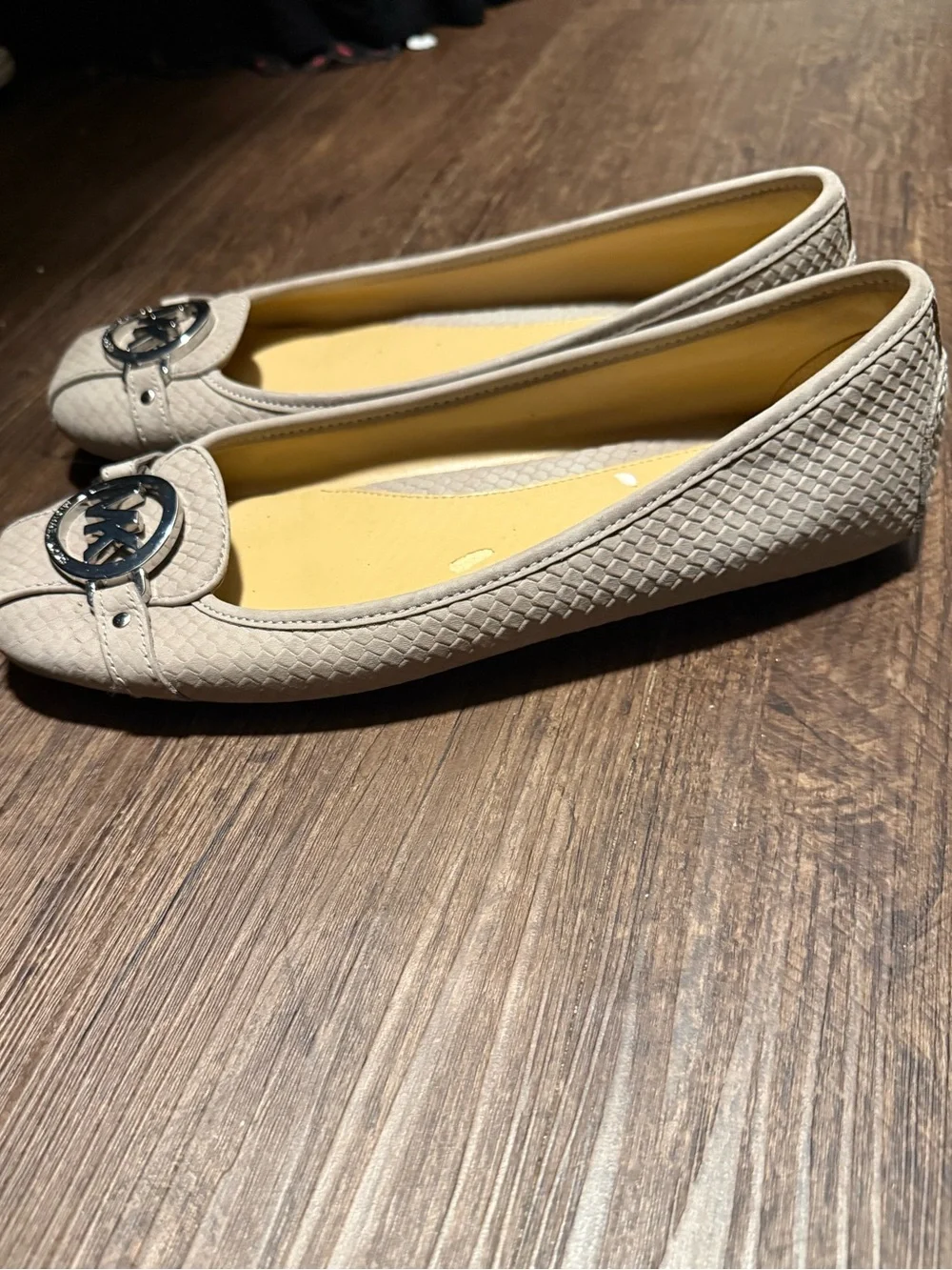 Michael Kors Beige MK Logo Ballet Flats
